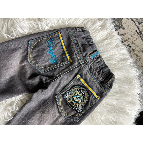 Coogi kids Denim Straight Leg Jeans Embroidered Pockets‎ Dark Wash Black SZ 5 - Picture 9 of 12